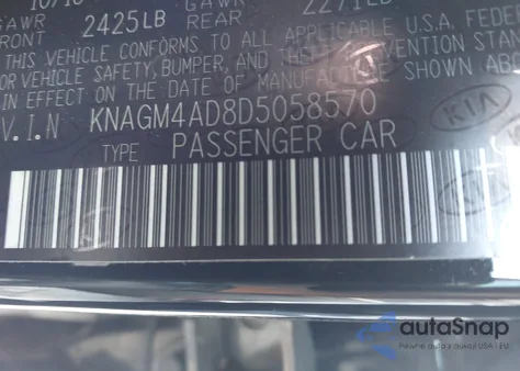 2013 Kia Optima Hybrid Lx from USA, damaged, VIN KNAGM4AD8D5058570